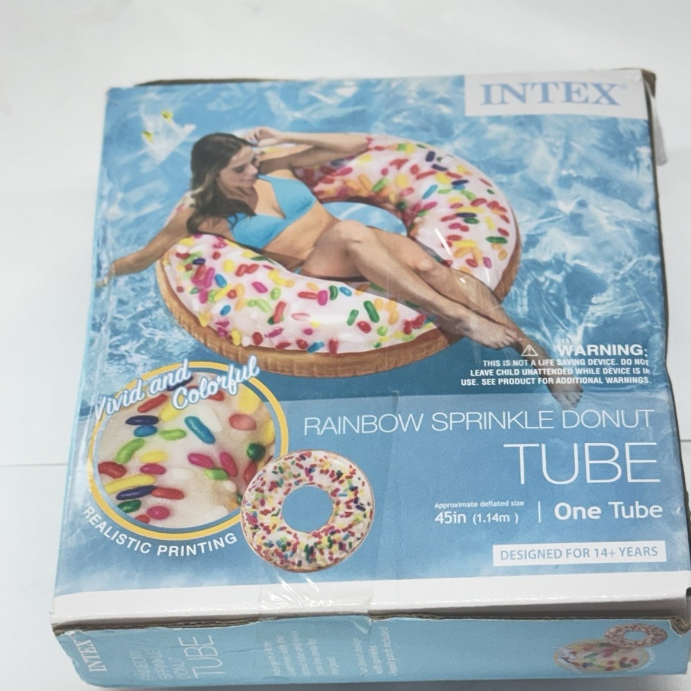 Intex Rainbow Sprinkle Donut Inflatable Tube 45" Diameter Vivid & Colorful Desig